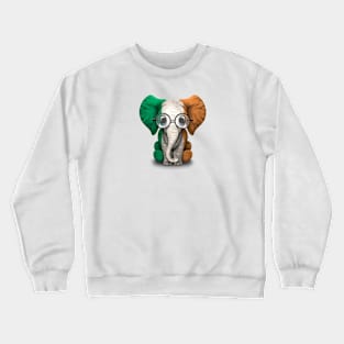 Baby Elephant with Glasses and Irish Flag Crewneck Sweatshirt